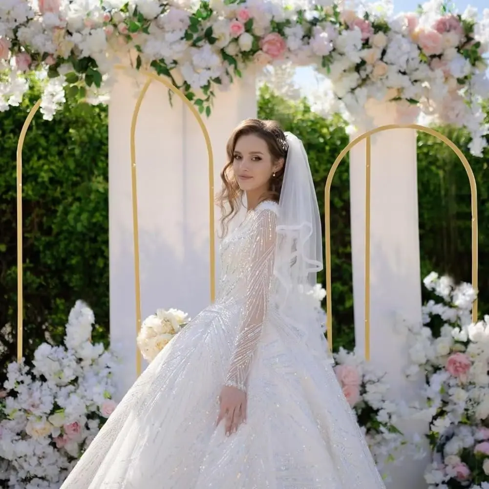 Metal Wedding Balloon Arch, Backdrop Stand Gold Arched Frame Gold Balloon Arch Stand for Ceremony Birthday Wedding Decoration