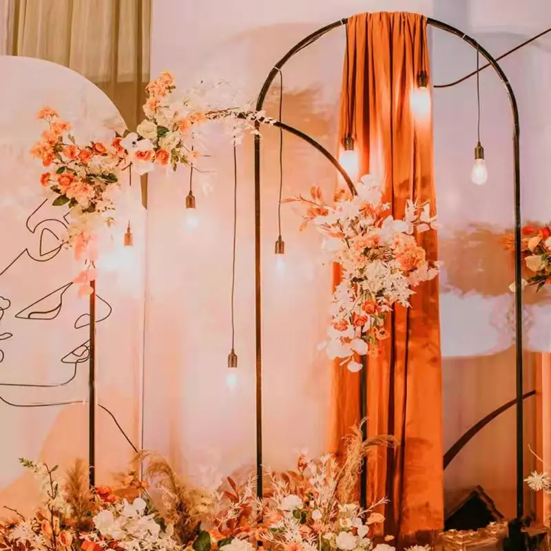 Metal Wedding Balloon Arch, Backdrop Stand Gold Arched Frame Gold Balloon Arch Stand for Ceremony Birthday Wedding Decoration