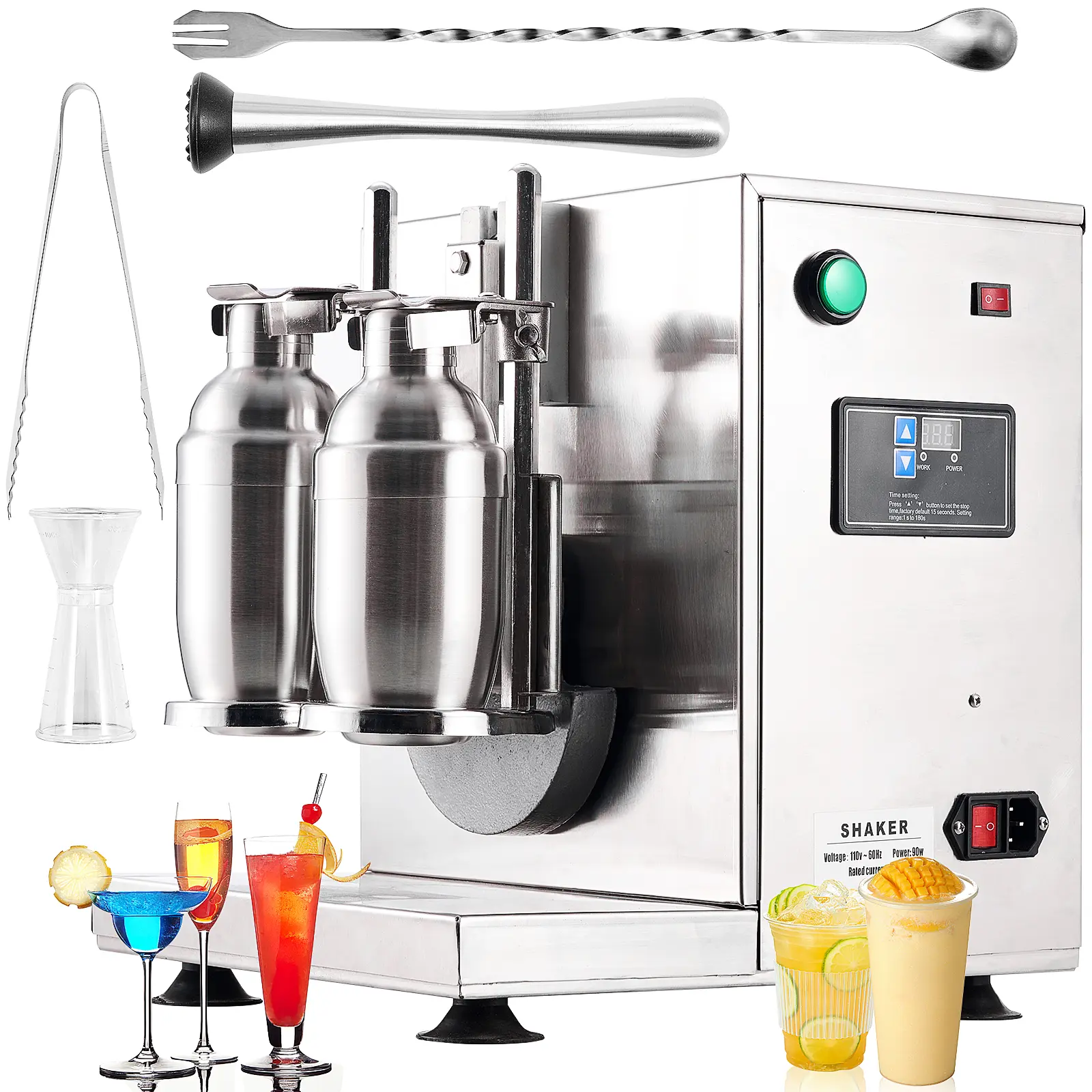 Double Cocktail Shaker for Shaking Replacing Manual Shaking of Beverage MTS01
