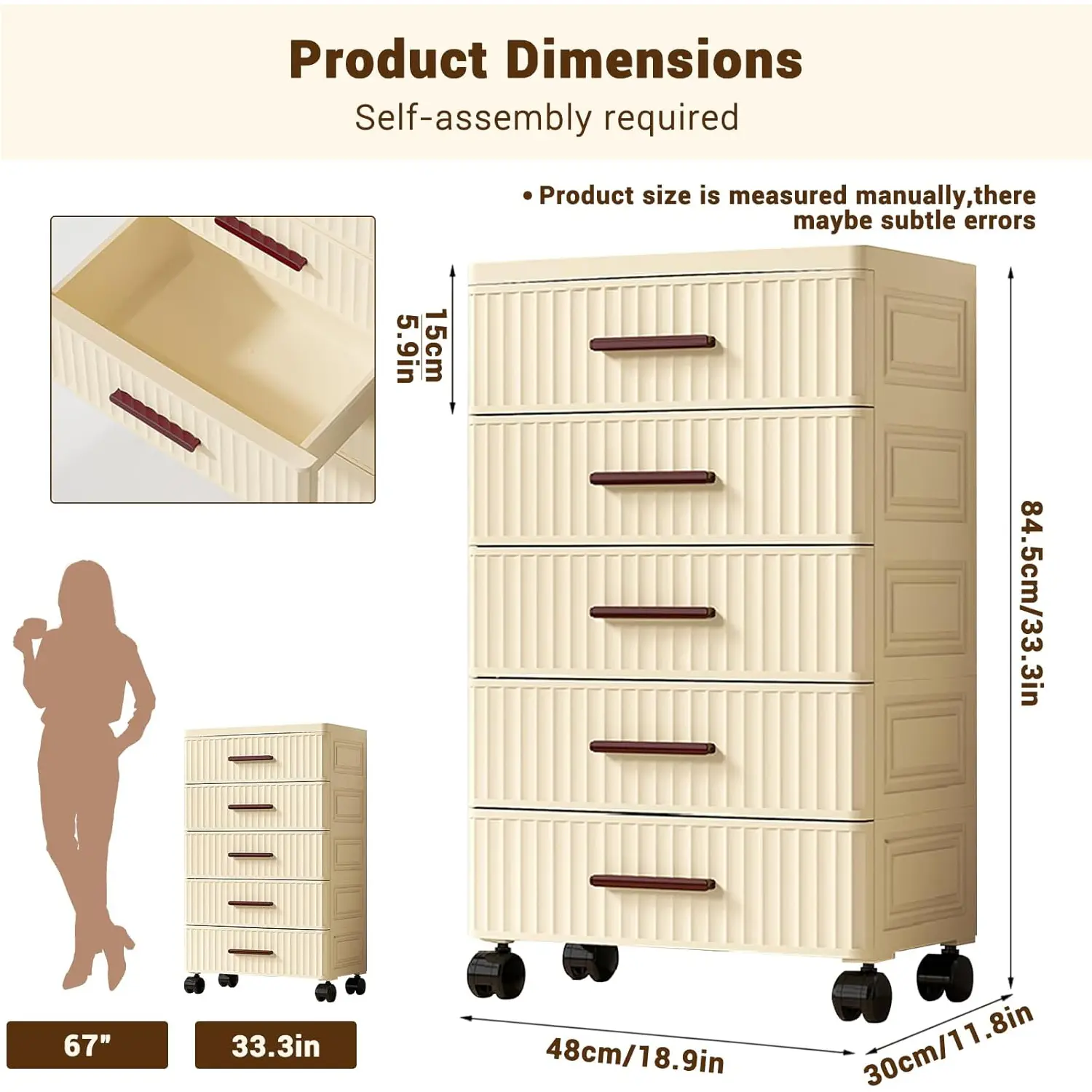5 Layers Multifunctional Drawer Storage Cabinet Bedside Table Living Room Snack Children's Toys Books Clothes Storage Cabinet