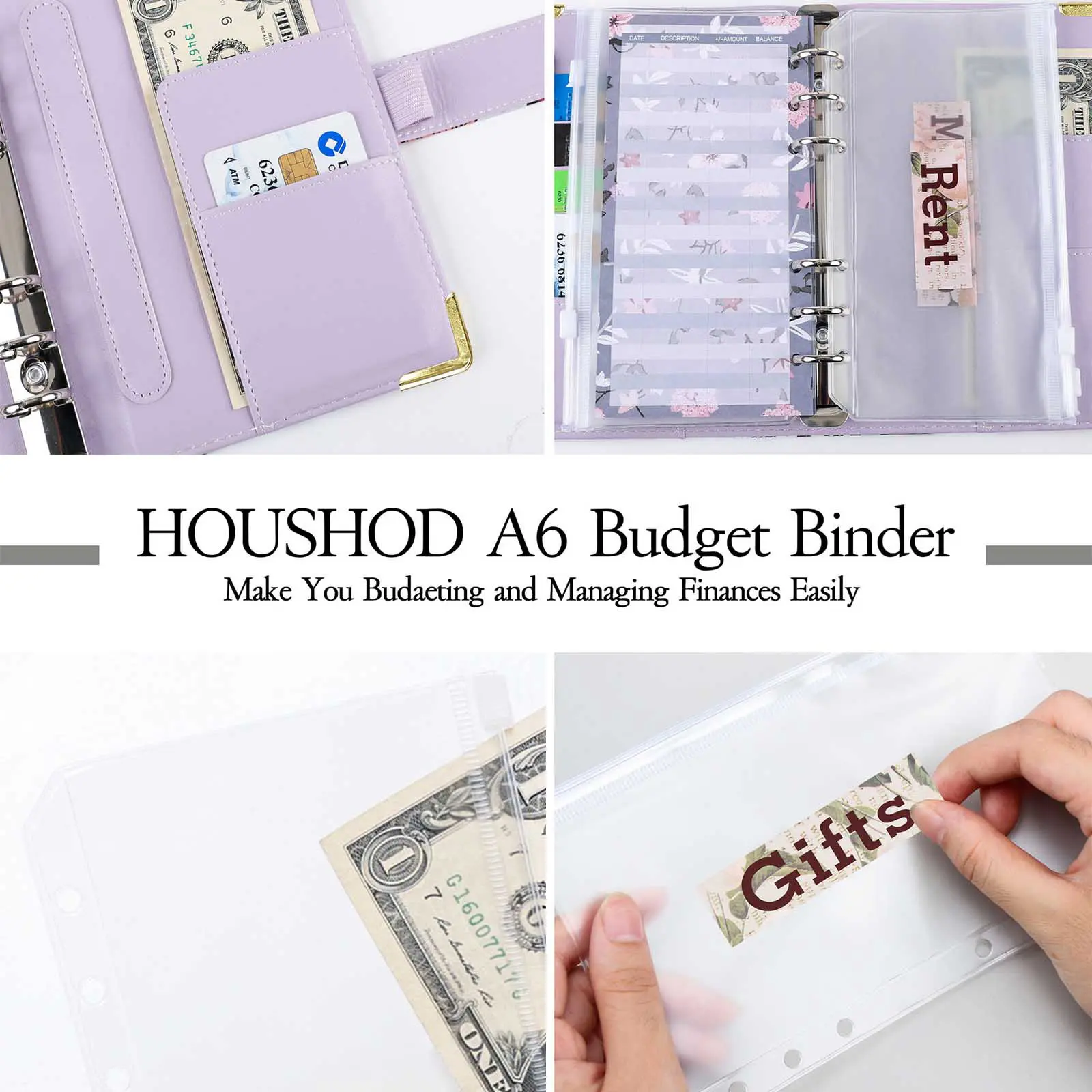 A6 Budget Binder Budget Planner Money Organiser With Zipper Bag Stickers Lightweight Portable Bookkeeping