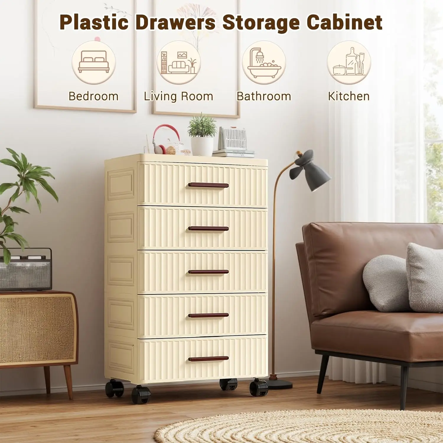 5 Layers Multifunctional Drawer Storage Cabinet Bedside Table Living Room Snack Children's Toys Books Clothes Storage Cabinet