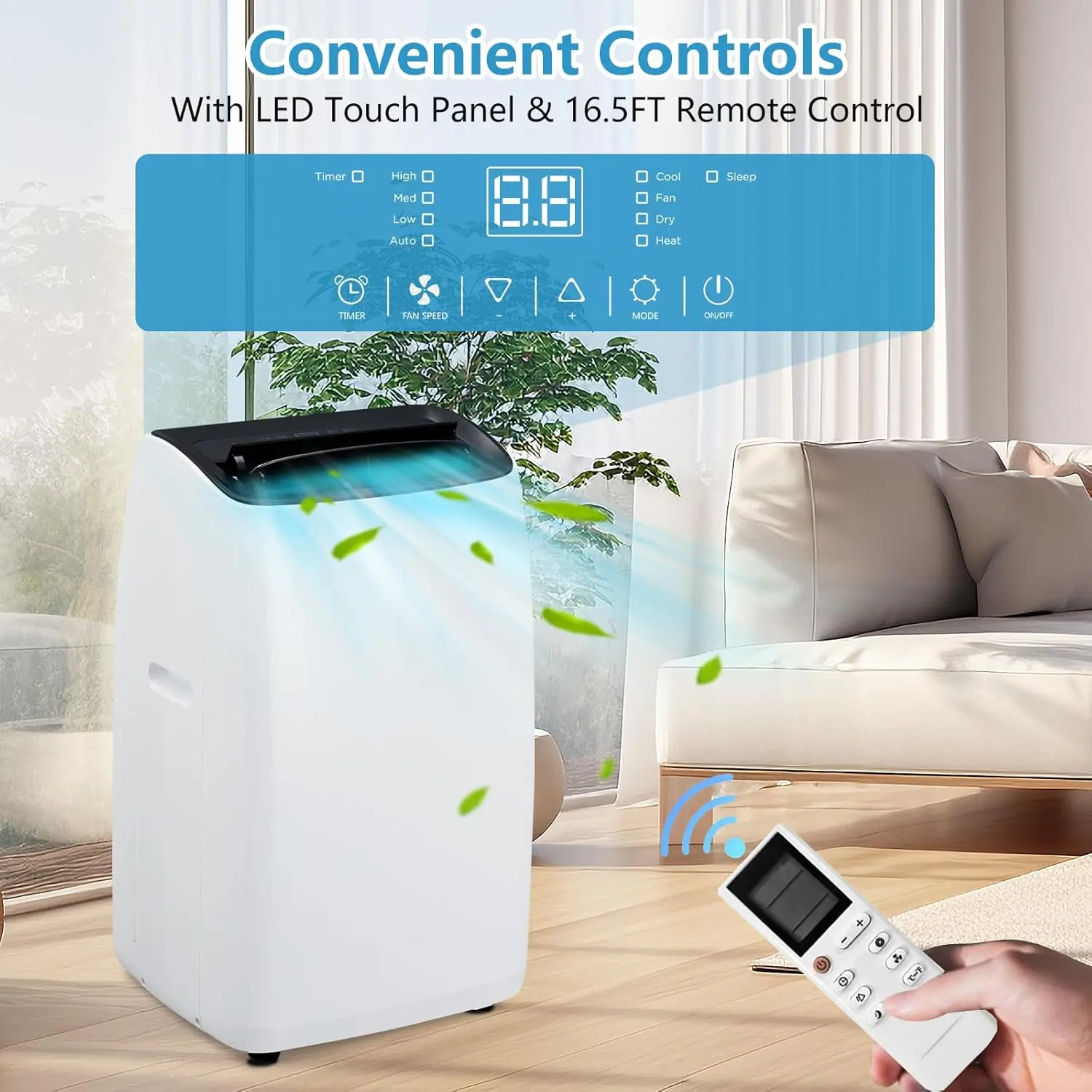 14000 BTU Portable Air Conditioners Standing AC Unit Sleep Mode 42db 24H Timer Cooling up to 750 Sq Ft with Window Kit