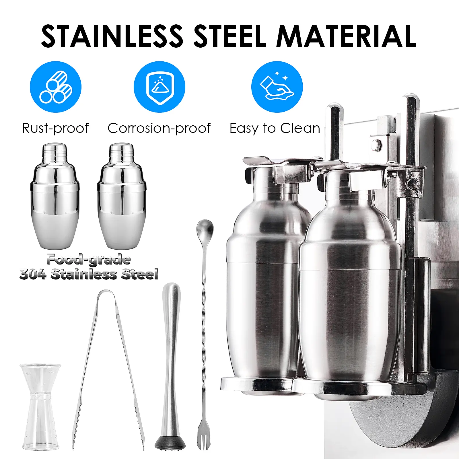 Double Cocktail Shaker for Shaking Replacing Manual Shaking of Beverage MTS01