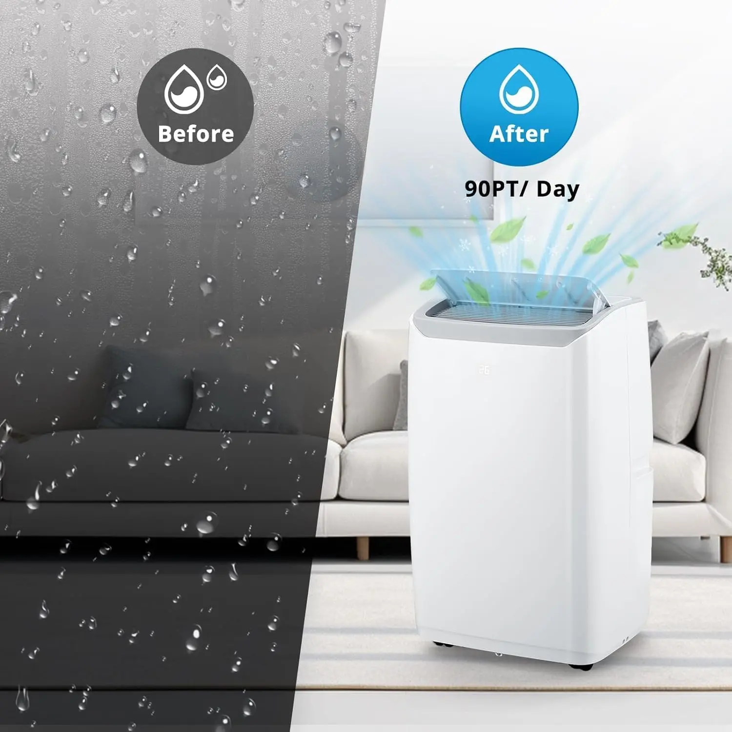 12000 BTU Room Portable Air Conditioner Powerful & Efficient Cooling with LED Touch Panel & Remote, R32 Eco-Friendly Refrigerant
