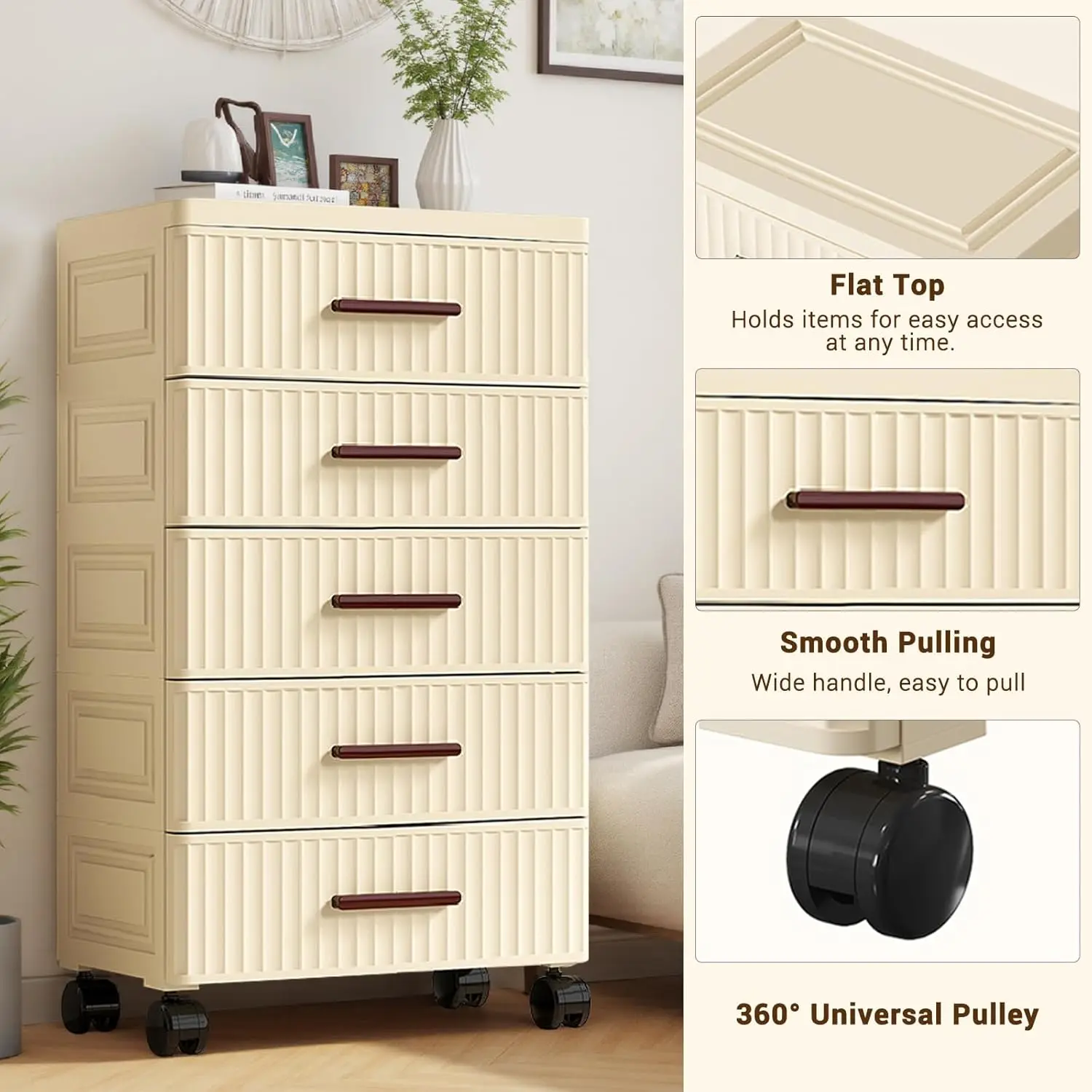 5 Layers Multifunctional Drawer Storage Cabinet Bedside Table Living Room Snack Children's Toys Books Clothes Storage Cabinet