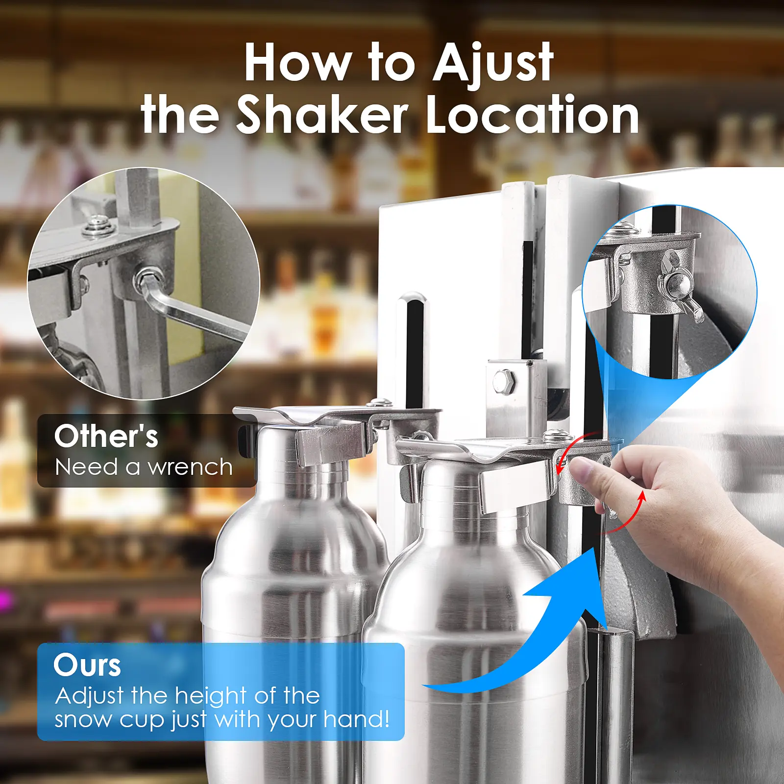 Double Cocktail Shaker for Shaking Replacing Manual Shaking of Beverage MTS01