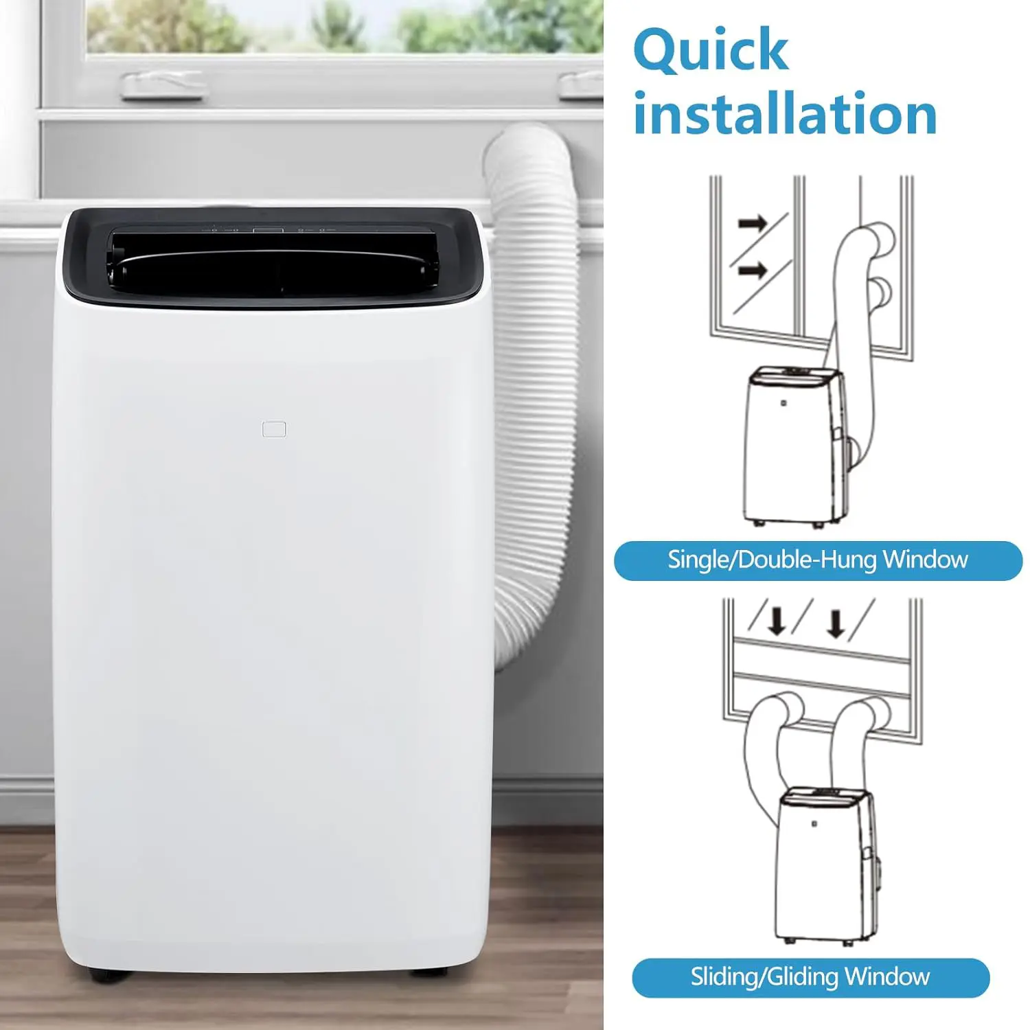 14000 BTU Portable Air Conditioners Standing AC Unit Sleep Mode 42db 24H Timer Cooling up to 750 Sq Ft with Window Kit