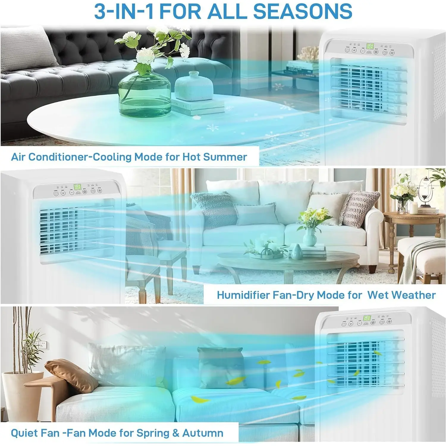10000 Btu Portable Air Conditioner 4-in-1 Portable AC Unit Cool up to 450 sq.ft with Remote Control Window Exhaust Kit 24H Timer