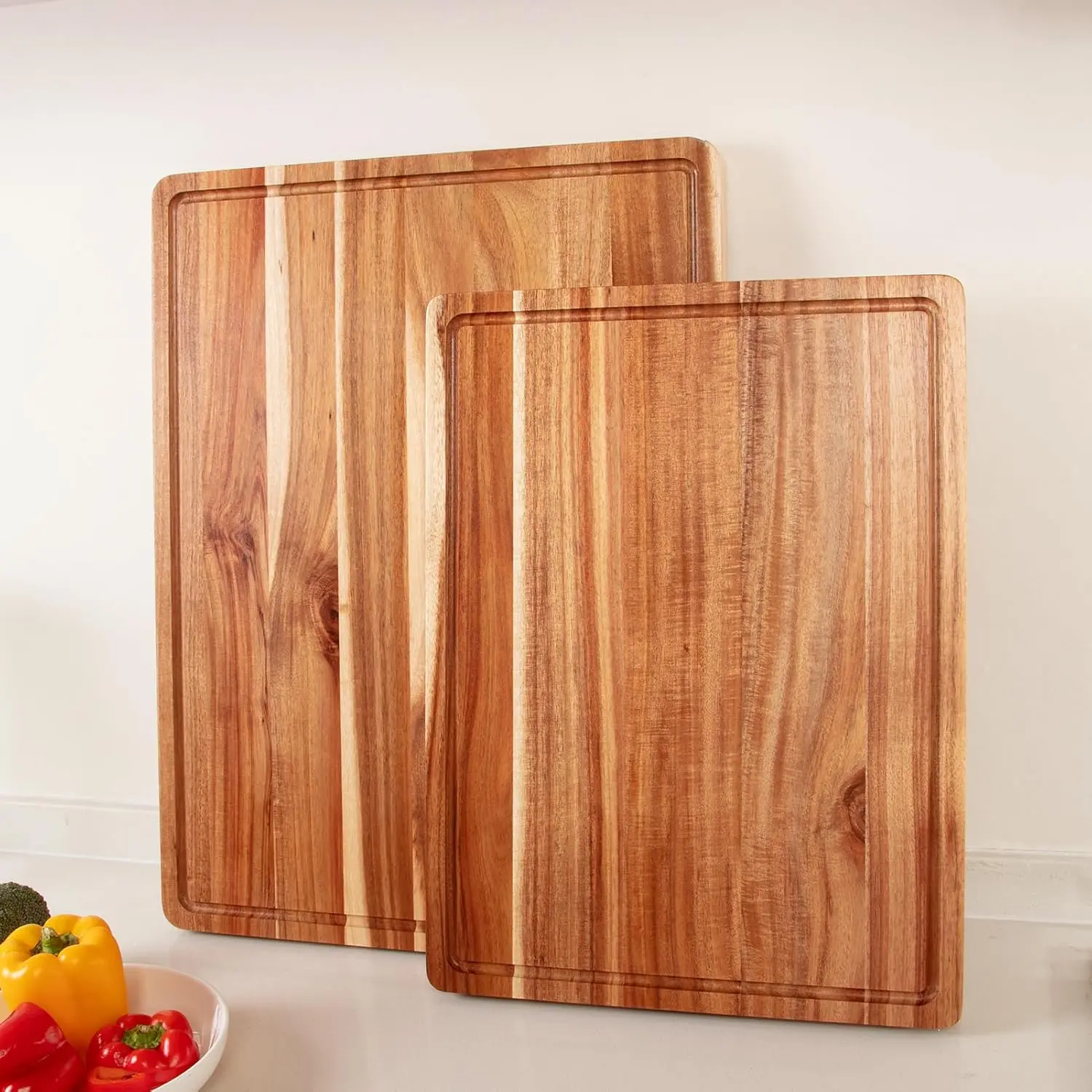 Extra Large Acacia Wood Cutting Board Thick Butcher Block Chopping Board with Side Handles for Meat Vegetables Fruit