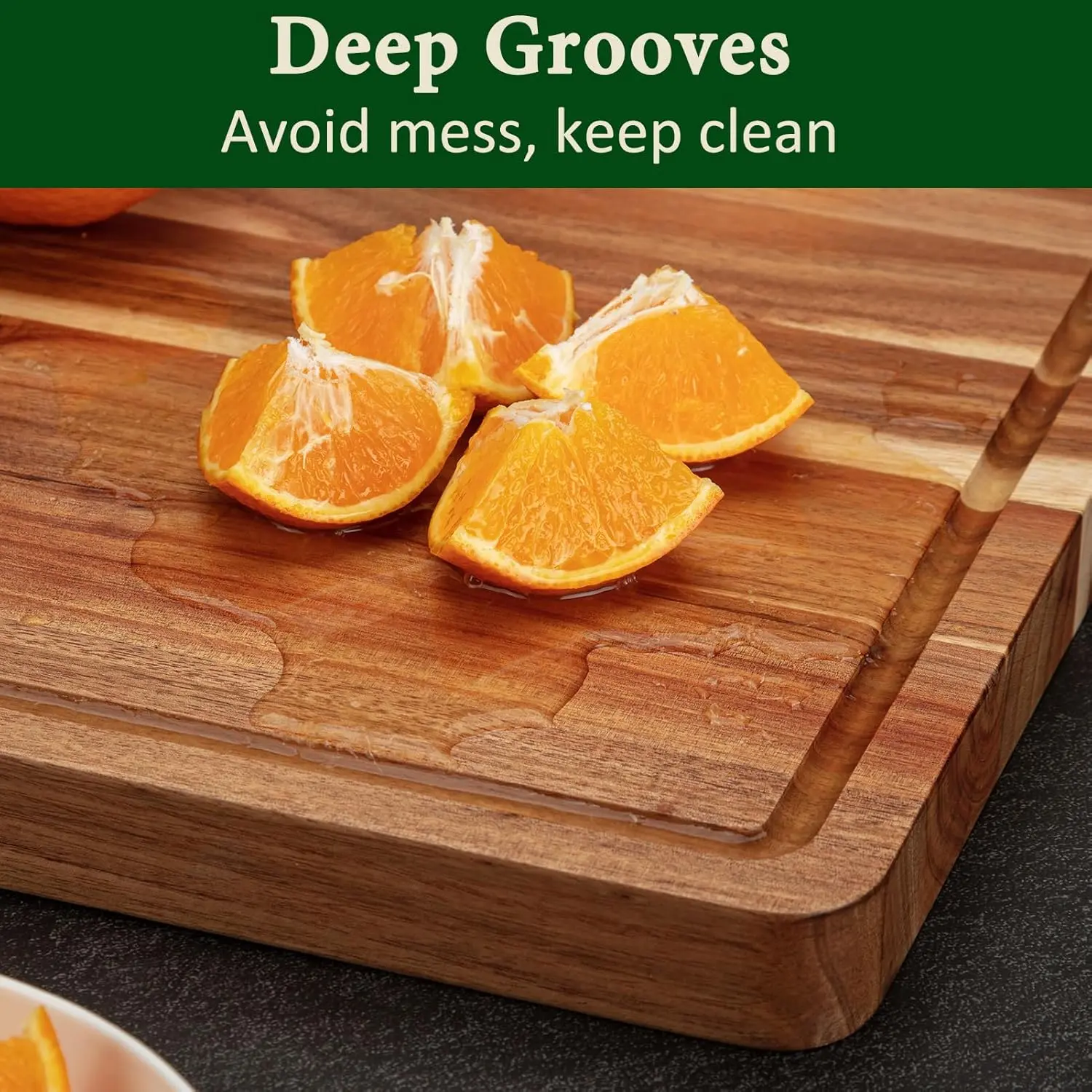 Extra Large Acacia Wood Cutting Board Thick Butcher Block Chopping Board with Side Handles for Meat Vegetables Fruit