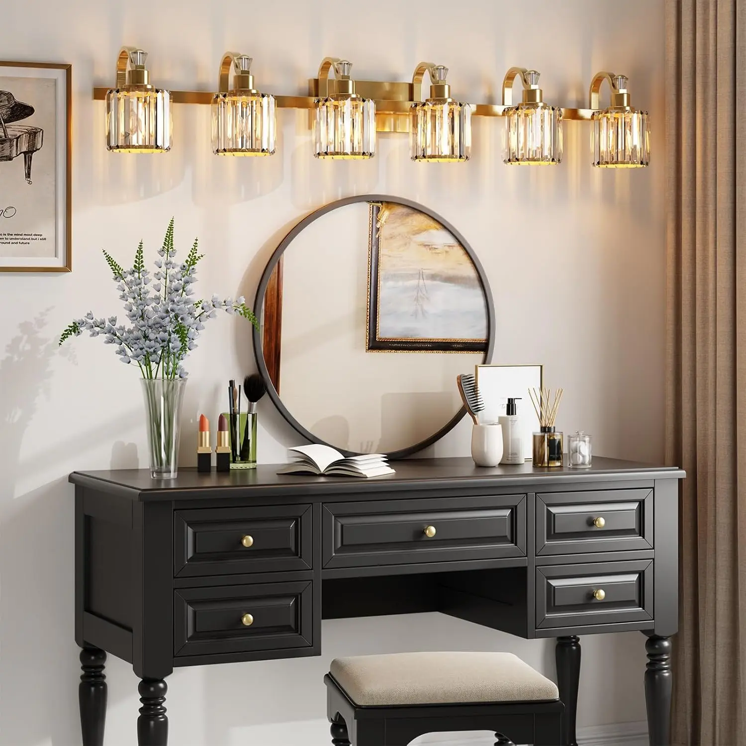 Crystal Gold Bathroom Vanity Light 6 Light Modern Bathroom Vanity Light Fixtures Over Mirror Modern Crystal Vanity Lighting