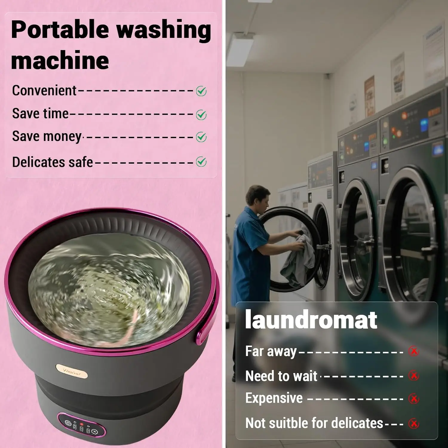 13L Portable Washing Machine Foldable Mini Washer with 4 Modes and Spin Basket Deep Cleaning for Apartments Dorm RV Travel