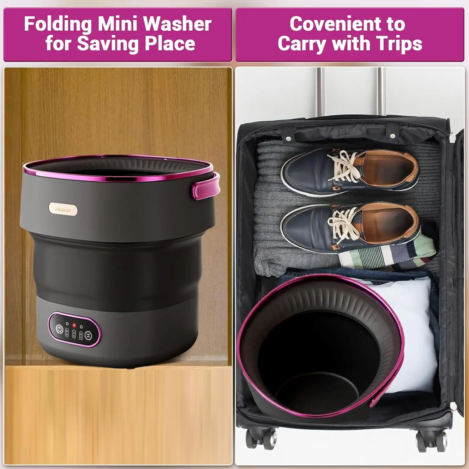 13L Portable Washing Machine Foldable Mini Washer with 4 Modes and Spin Basket Deep Cleaning for Apartments Dorm RV Travel