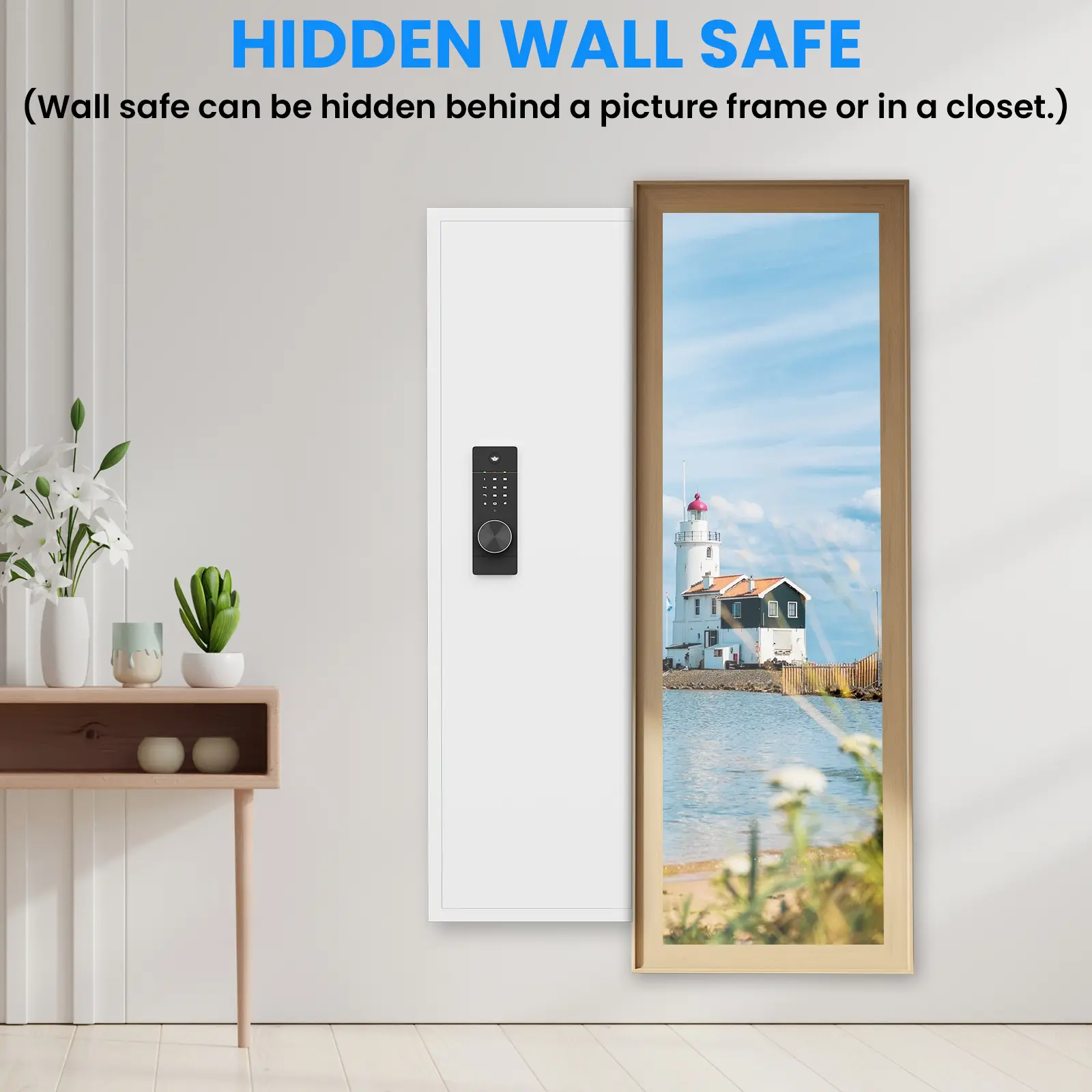 53.15" Wall Safe Hidden Electronic Safe Deposit Box, Dual Alarm Function & Adjustable Shelve For Business Cash Drops Home Safety