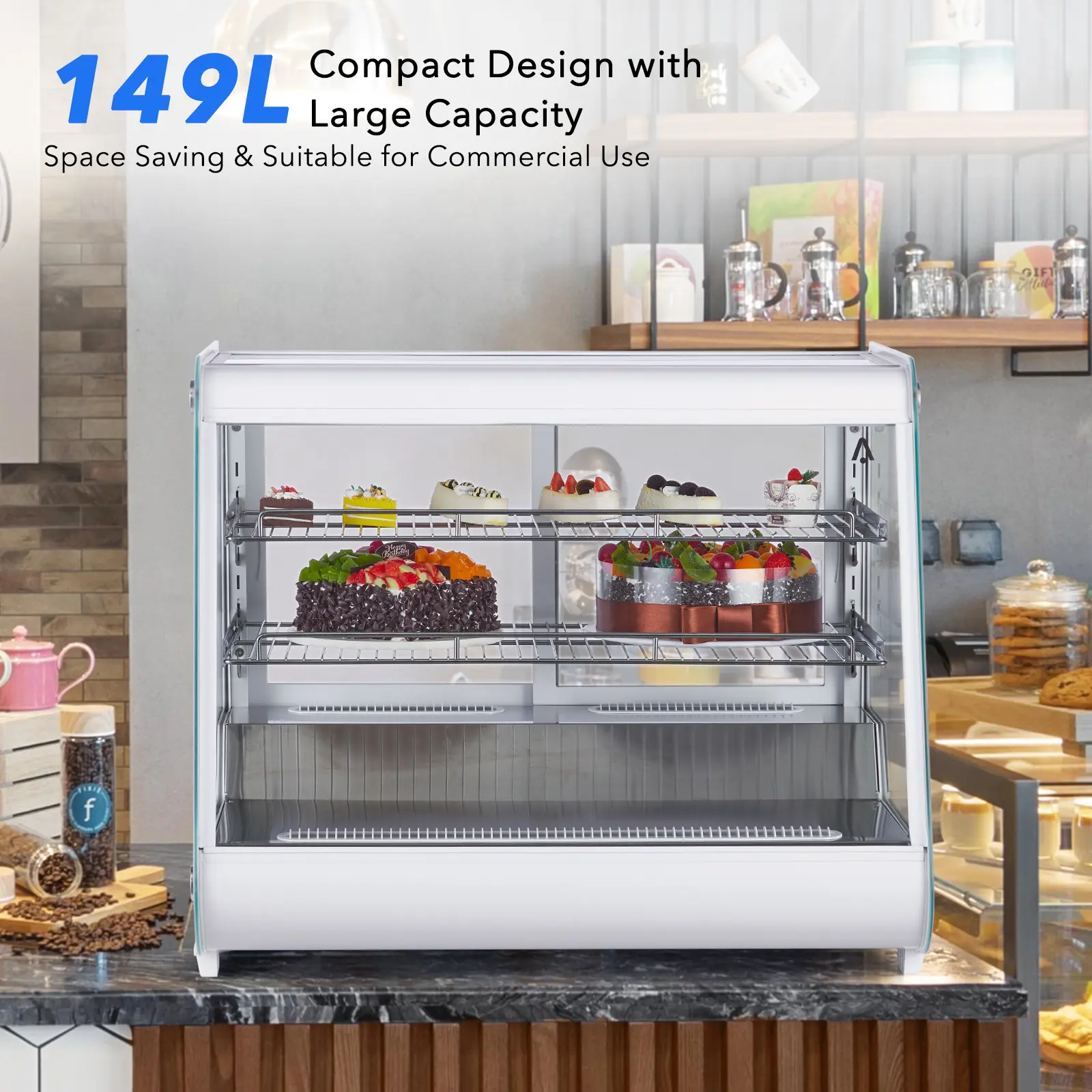 149 L Commercial Display Refrigerator Refrigerated Display Case Countertop Pastry Display Fridge With Tempered Glass Door
