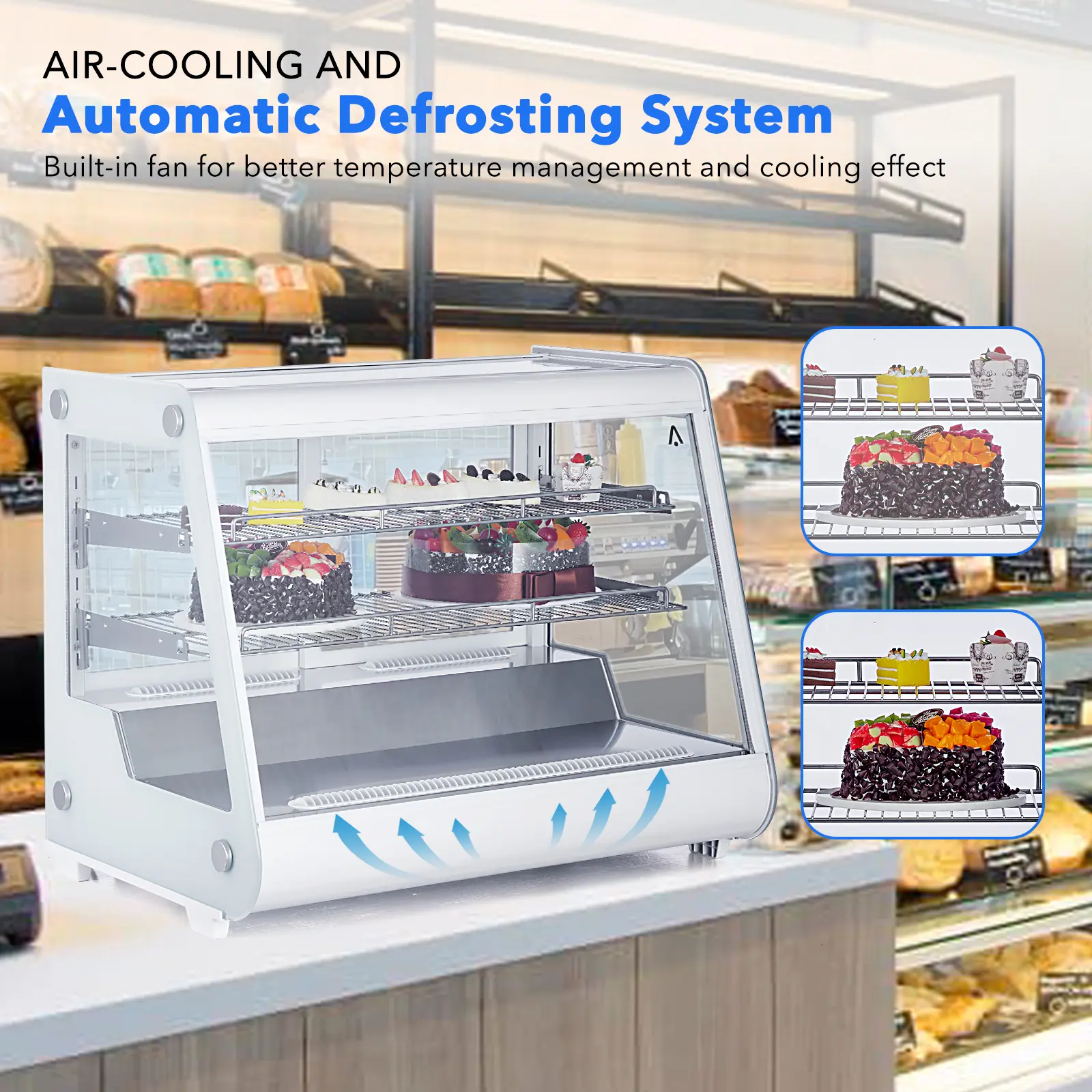 149 L Commercial Display Refrigerator Refrigerated Display Case Countertop Pastry Display Fridge With Tempered Glass Door