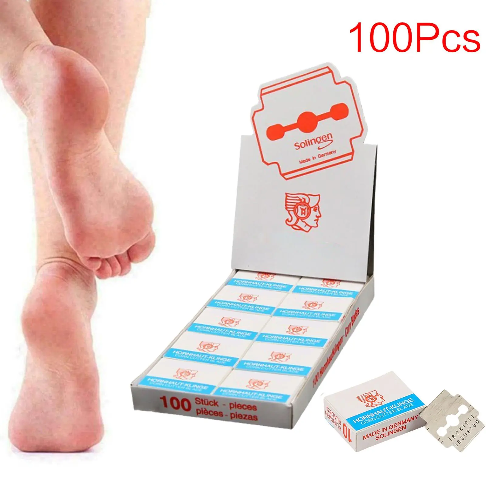 1/2 Boxes Callus Shaver Replacement Blades Corn Plane Stainless Steel Blades for Removing Callus Foot Care Pedicure Tools (100x)