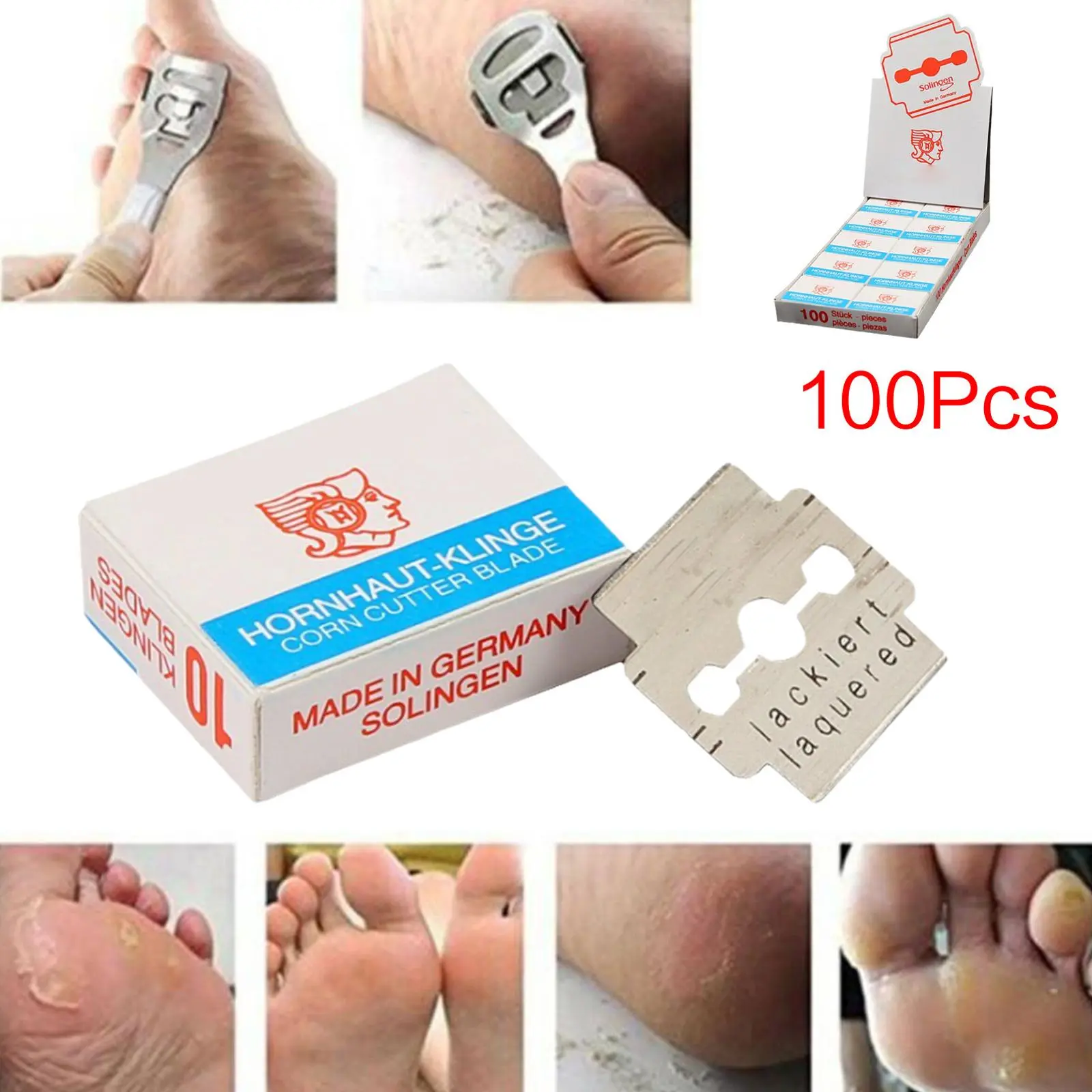 1/2 Boxes Callus Shaver Replacement Blades Corn Plane Stainless Steel Blades for Removing Callus Foot Care Pedicure Tools (100x)