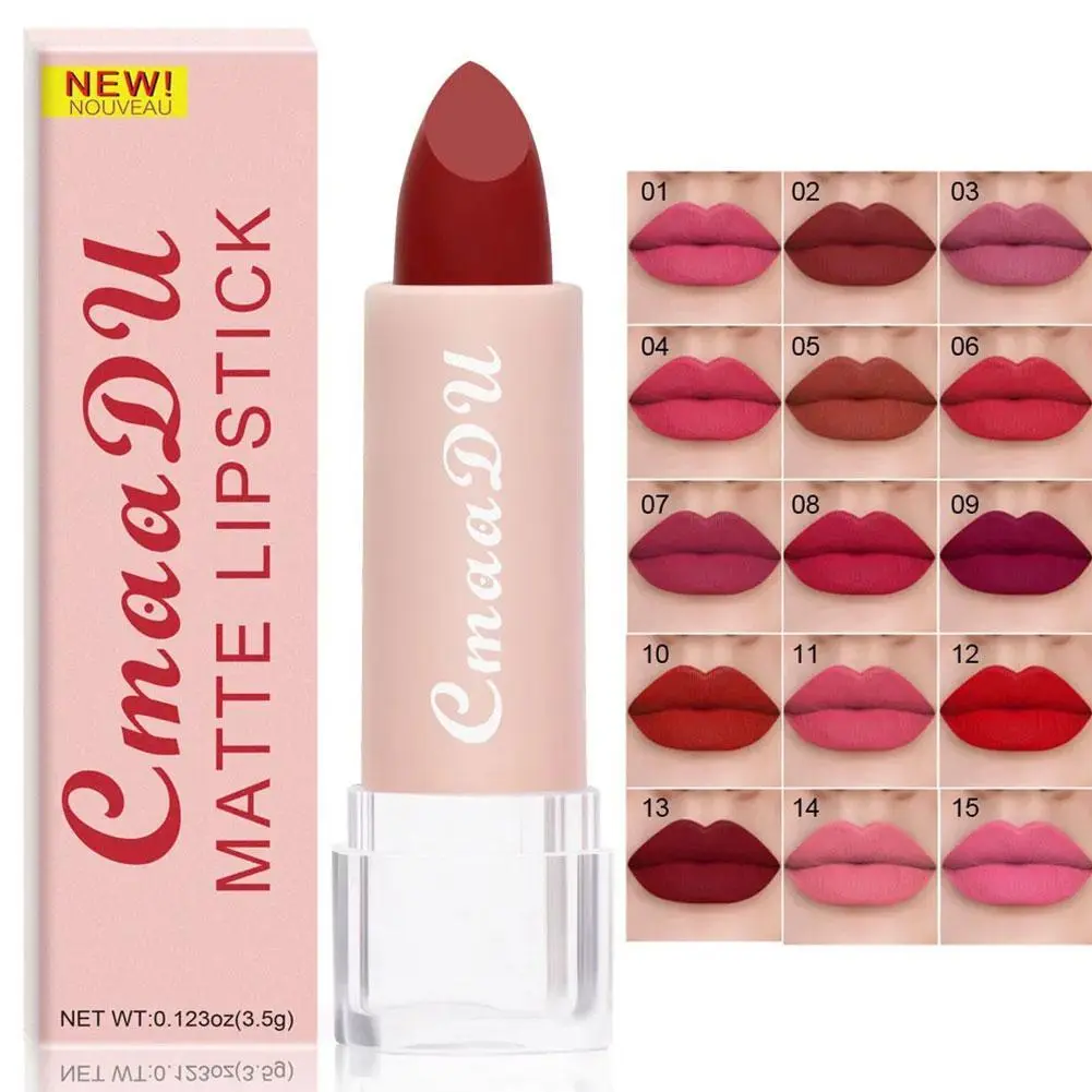 CmaaDu 15 Colour Moisturizing Matte Velvet Lipstick Easy To Color Waterproof Long Lasting Nude Lipstick Lipgloss Makeup Cosmetic