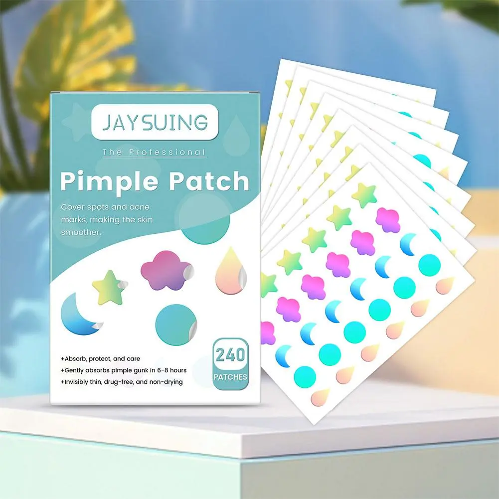 200 Counts Colorful Cute Star Heart Shaped Acne Pimple Patch For Face Invisible Zits & Blemishes Cover Stickers Skin Care