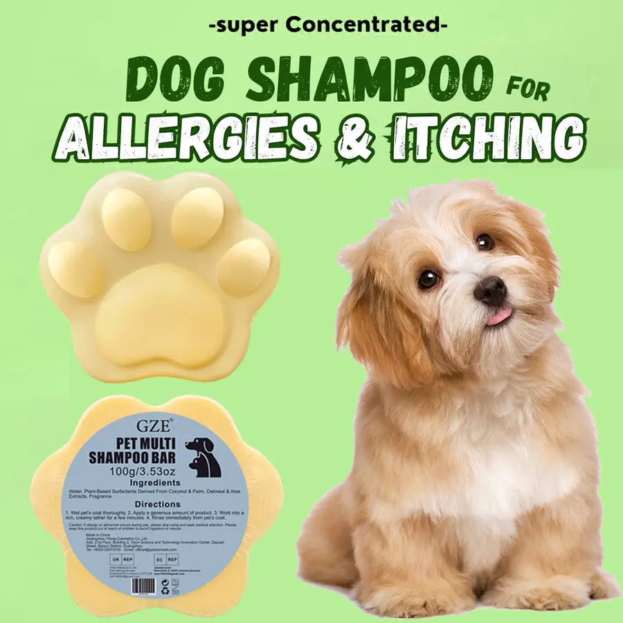 GZE Pet Shampoo & Conditioner 2 in 1 Bar Soap For Dogs & Cats - Helps Itching, Hot Spots, Irritation & Allergies, Sensitive Skin