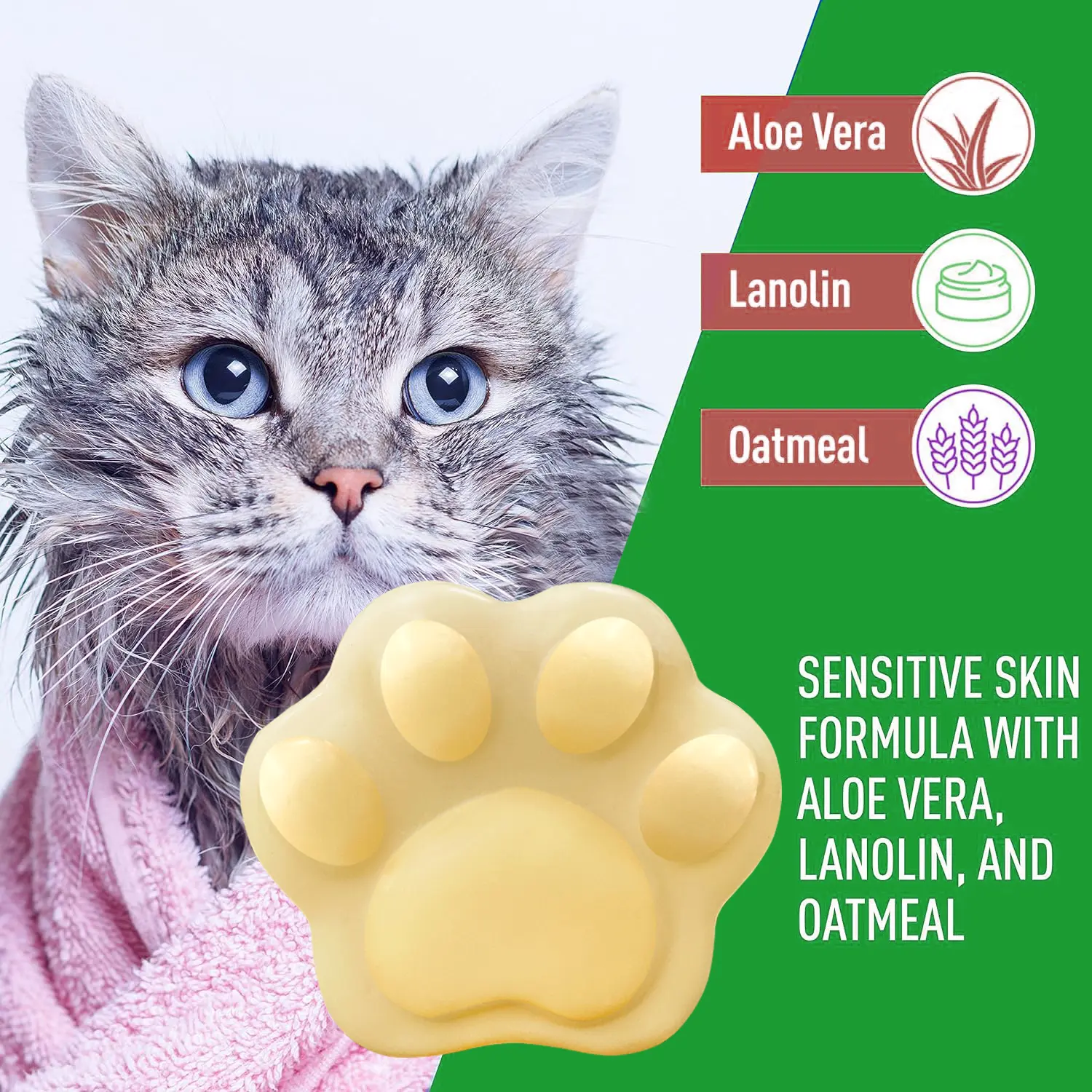 GZE Pet Shampoo & Conditioner 2 in 1 Bar Soap For Dogs & Cats - Helps Itching, Hot Spots, Irritation & Allergies, Sensitive Skin