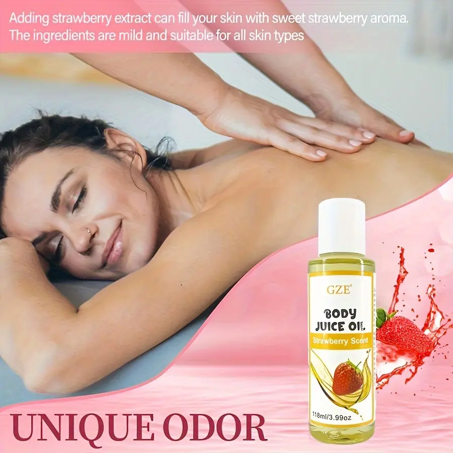 GZE STRAWBERRY BODY JUICE OIL Hand crafted Body Oil for Women  soothing and relaxing eliminate/balance odor tastes like sweet