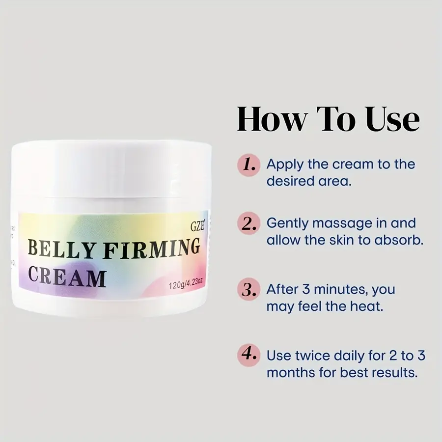GZE Flat Belly Firming Cream - Skin Firming Smoothing Cream For Stomach, Thighs & Butt, Moisturizing Firming Lotion 120g