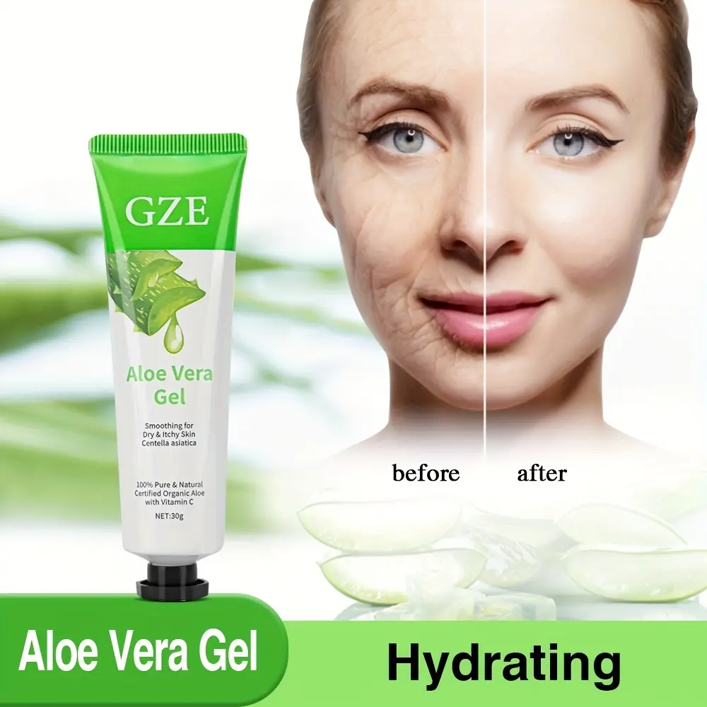 GZE 99% Aloe Soothing Gel Premium Nature Pure Aloe Vera Gel - For Face & Dry Skin, Aloe Vera Gel Sunburn Relief,Skin Moisturizer