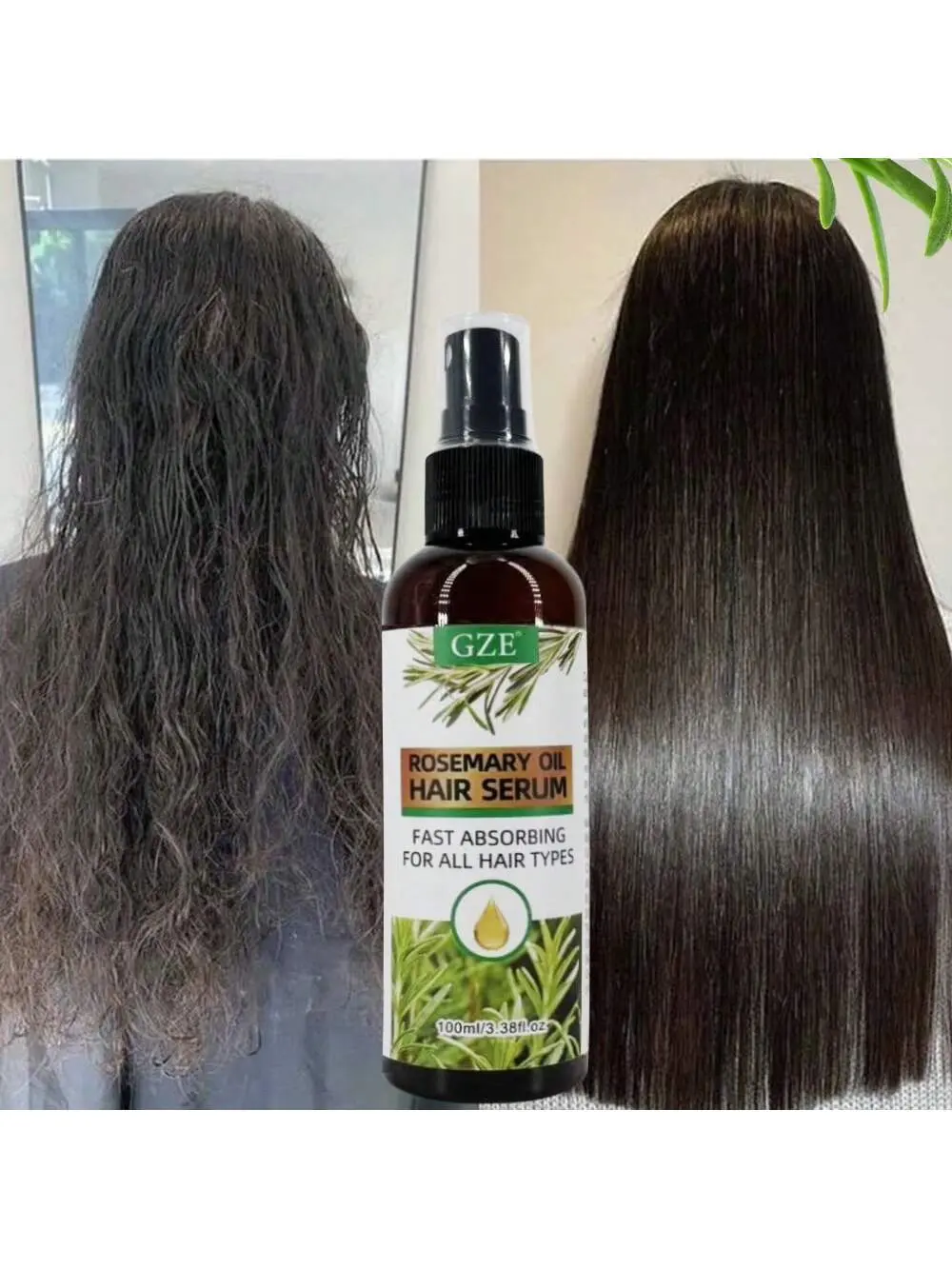 GZE Rosemary Oil Hair Serum Mist Spray trong Hair Heat Protection Anti-Breakage For Dry And Damaged Hair Repair Split Ends