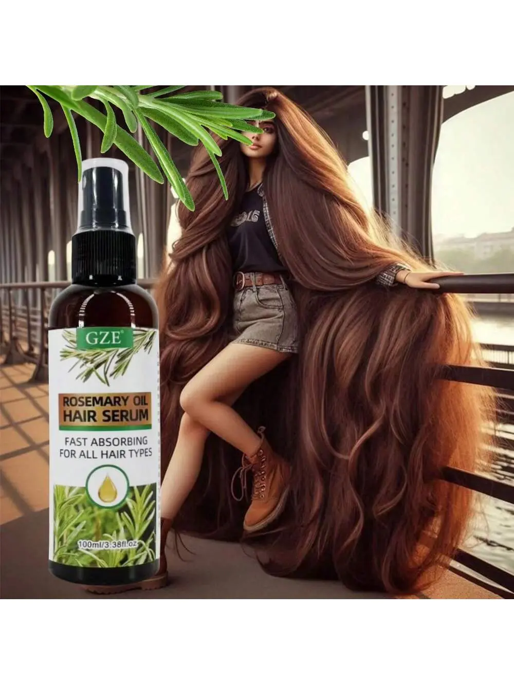 GZE Rosemary Oil Hair Serum Mist Spray trong Hair Heat Protection Anti-Breakage For Dry And Damaged Hair Repair Split Ends