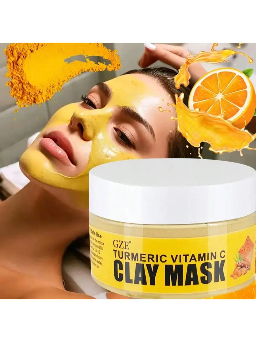GZE Turmeric Vitamin C Clay Mask Moisturizing Smooth Skin Deep Cleaning Mud Pore For Dry Sensitive Skin Brighten