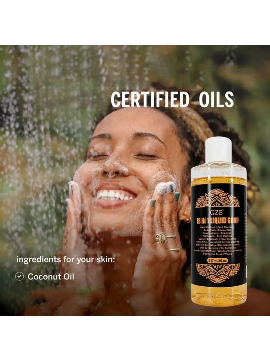 GZE 18 In 1 Liquid Soap Multi-Surface Cleaning Odor Elimination Gentle on Hands All-Purpose Use Quick-Drying ​Streak-Free Finish