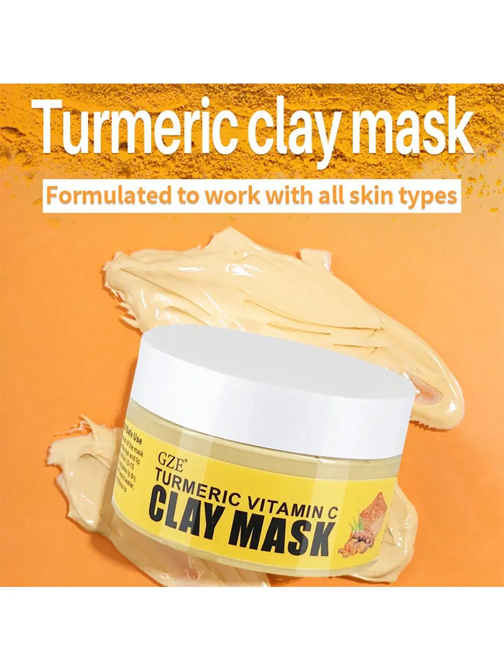 GZE Turmeric Vitamin C Clay Mask Moisturizing Smooth Skin Deep Cleaning Mud Pore For Dry Sensitive Skin Brighten