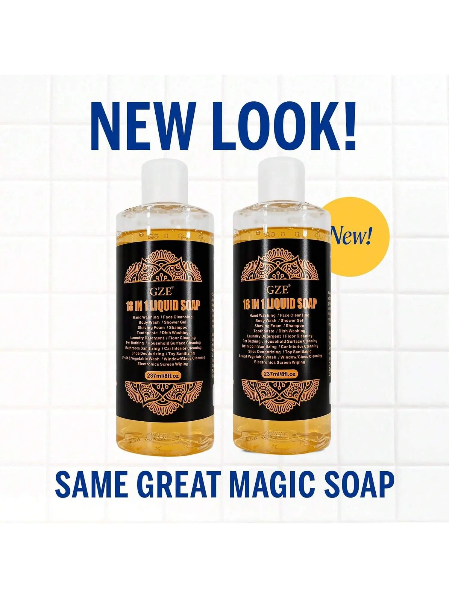 GZE 18 In 1 Liquid Soap Multi-Surface Cleaning Odor Elimination Gentle on Hands All-Purpose Use Quick-Drying ​Streak-Free Finish