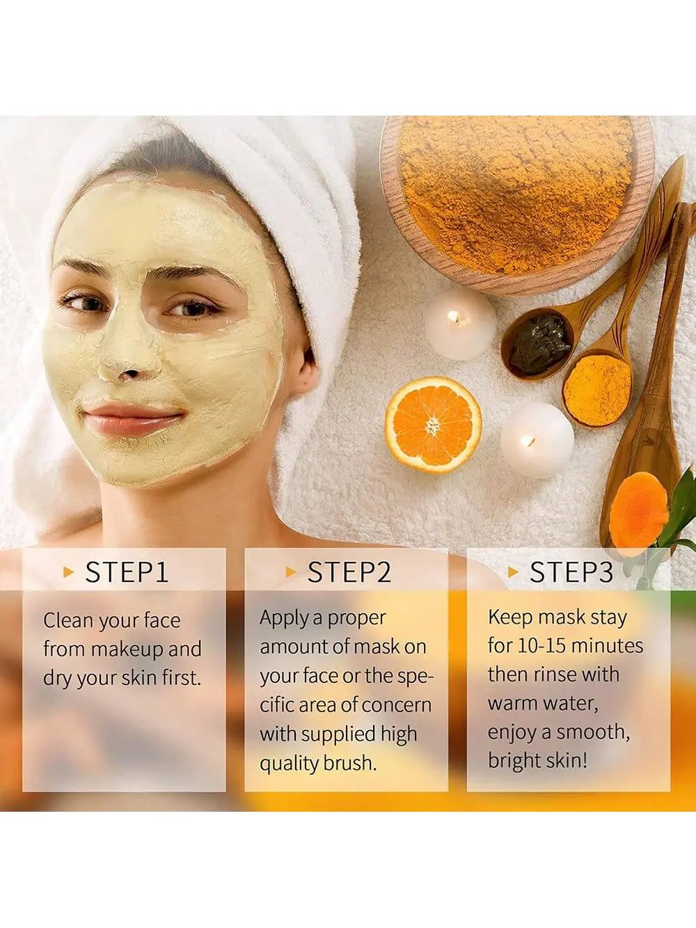 GZE Turmeric Vitamin C Clay Mask Moisturizing Smooth Skin Deep Cleaning Mud Pore For Dry Sensitive Skin Brighten