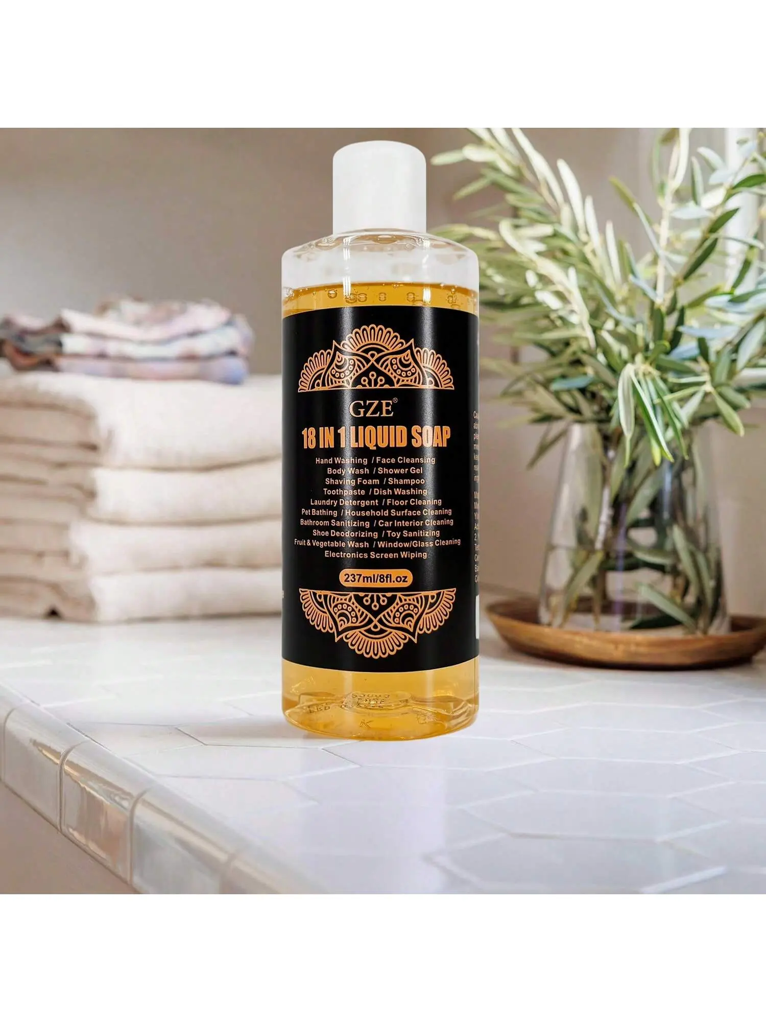 GZE 18 In 1 Liquid Soap Multi-Surface Cleaning Odor Elimination Gentle on Hands All-Purpose Use Quick-Drying ​Streak-Free Finish