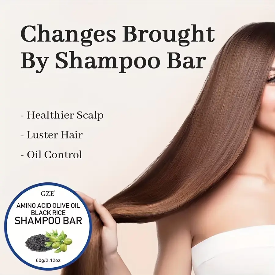 3 Pack GZE Amino Acid & Olive Oil & Black Rice Shampoo Bar for Grey Hair, Sulfate-Free Formula Strong Hair