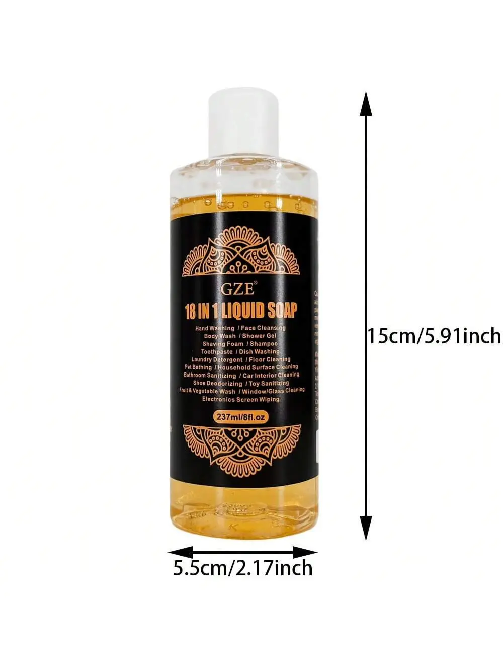 GZE 18 In 1 Liquid Soap Multi-Surface Cleaning Odor Elimination Gentle on Hands All-Purpose Use Quick-Drying ​Streak-Free Finish
