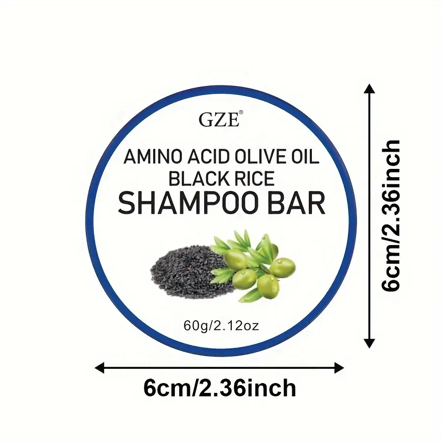 3 Pack GZE Amino Acid & Olive Oil & Black Rice Shampoo Bar for Grey Hair, Sulfate-Free Formula Strong Hair