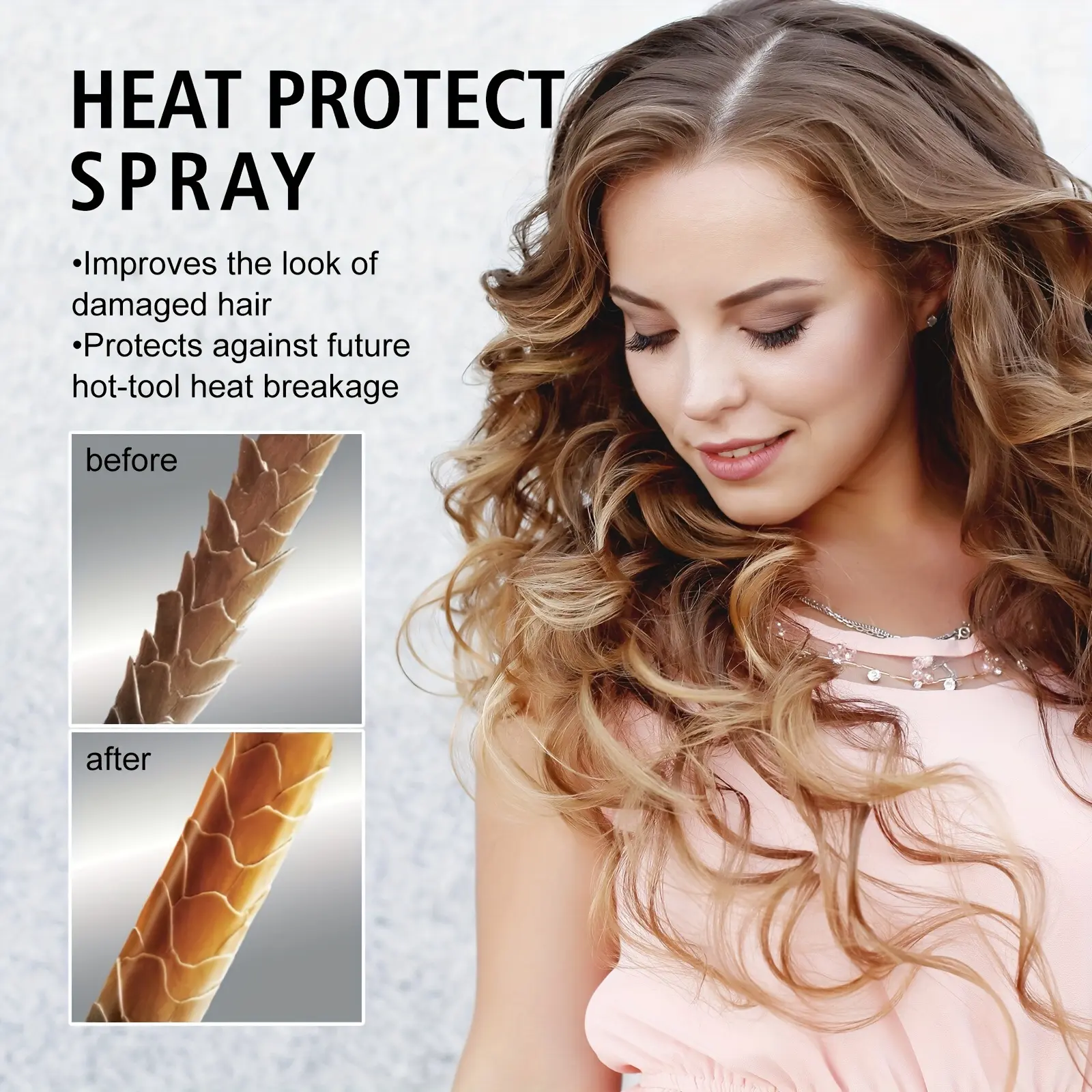 GZE Heat Protectant Spray Professional For Curling Iron All Hair Types  Strighting & Curly Hair Heat Protect Spray Quick Drying