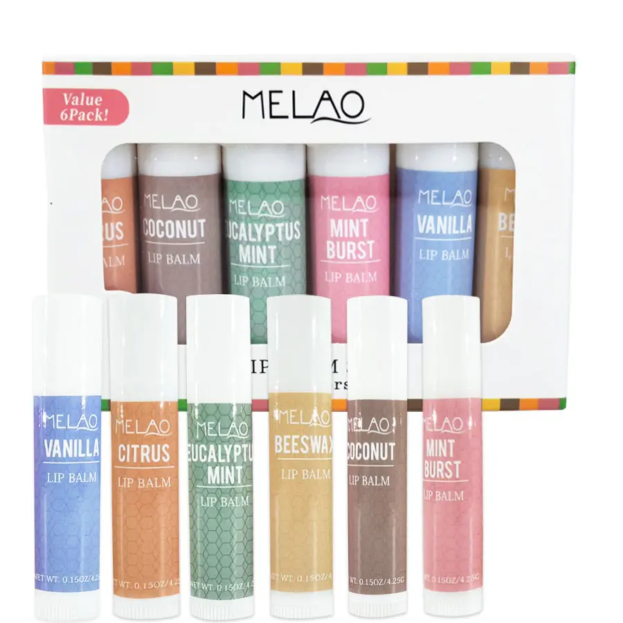 MELAO Lip Balm Set with Aloe, Extra Virgin Olive Oil, Beeswax & Essential Oils, Lip Balm Variety Pack, Certified Organic