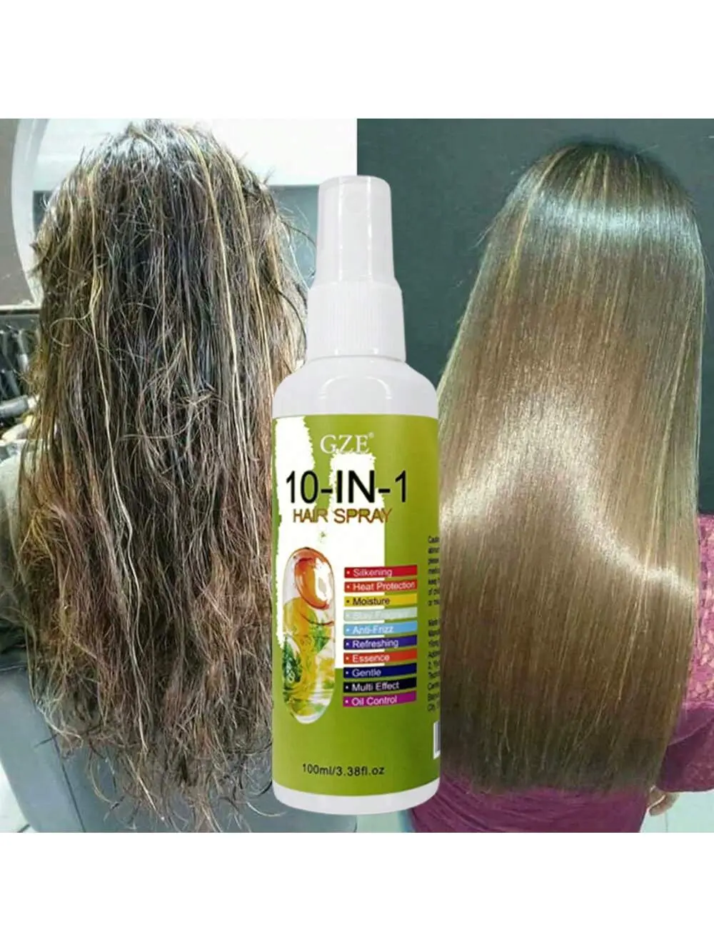 GZE 10-in-1 Hair Care Spray Silkening Heat Protection Moisturizing Stay Fragrant Anti-Frizz Gentle Multi Effect Oil Control