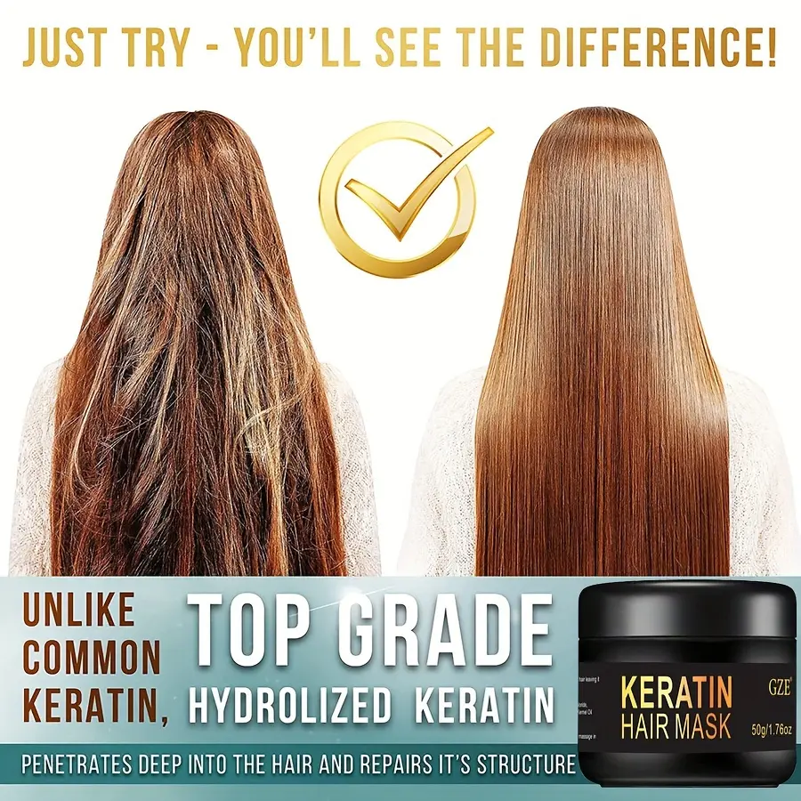 GZE Vitamins Keratin Hair Mask Deep Conditioner - Biotin Protein with Castor Oil Repair for Dry Damaged and Color Treated Hair