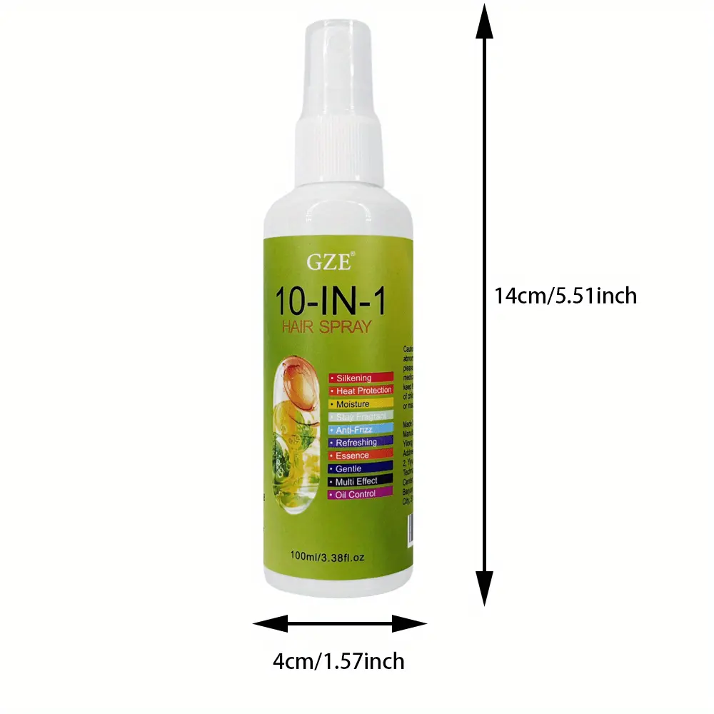 GZE 10-in-1 Hair Care Spray Silkening Heat Protection Moisturizing Stay Fragrant Anti-Frizz Gentle Multi Effect Oil Control