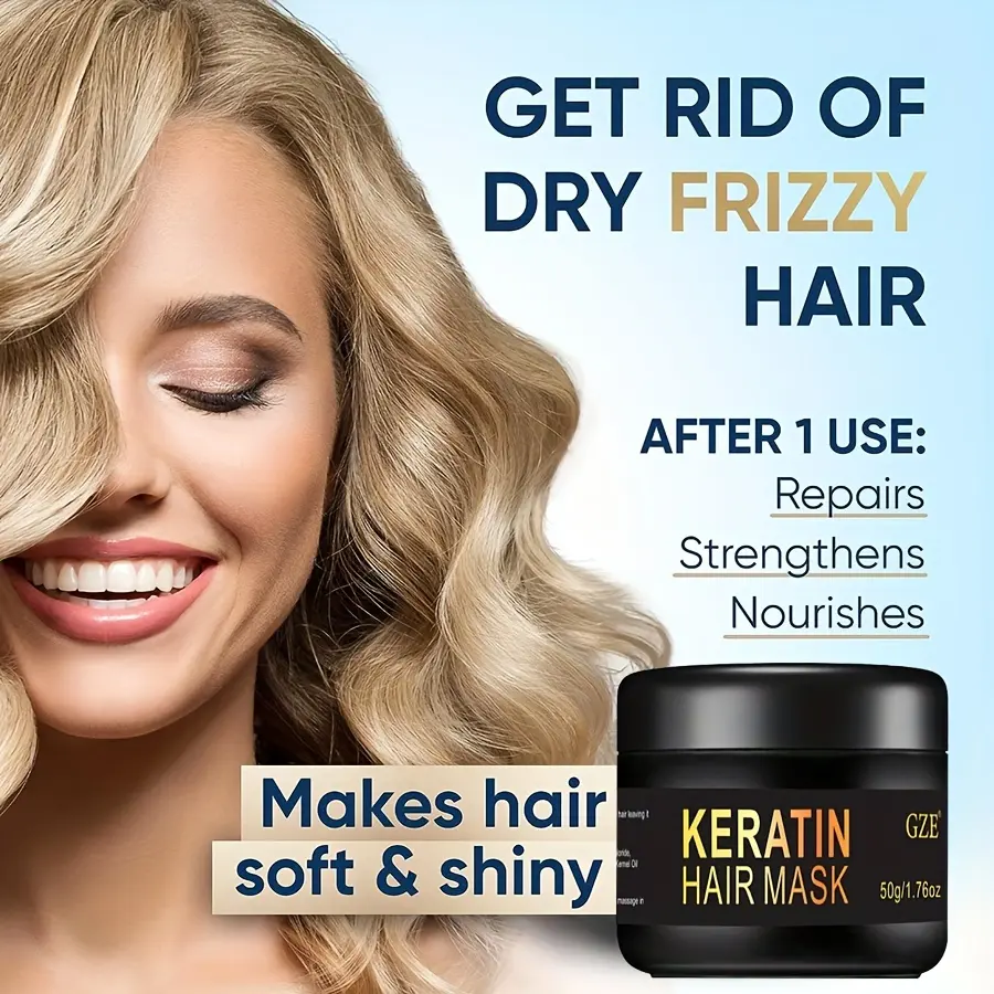 GZE Vitamins Keratin Hair Mask Deep Conditioner - Biotin Protein with Castor Oil Repair for Dry Damaged and Color Treated Hair