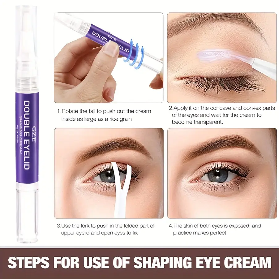 GZE Double Eyelid Pen, Skin Shaping Cream, Make Eyes Looks Bigger, Natural Look And Long Lasting Shaped, Double Eyelid Glue