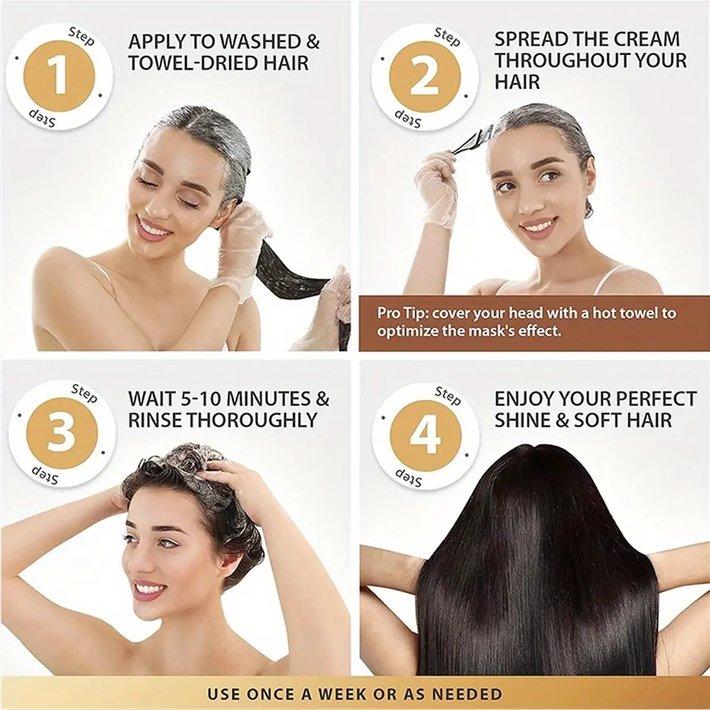 2 Pack GZE Collagen Keratin Hair Mask Deep Conditioning for Dry, Damaged Hair Restores Elasticity- for Healthy, Beautiful Hair
