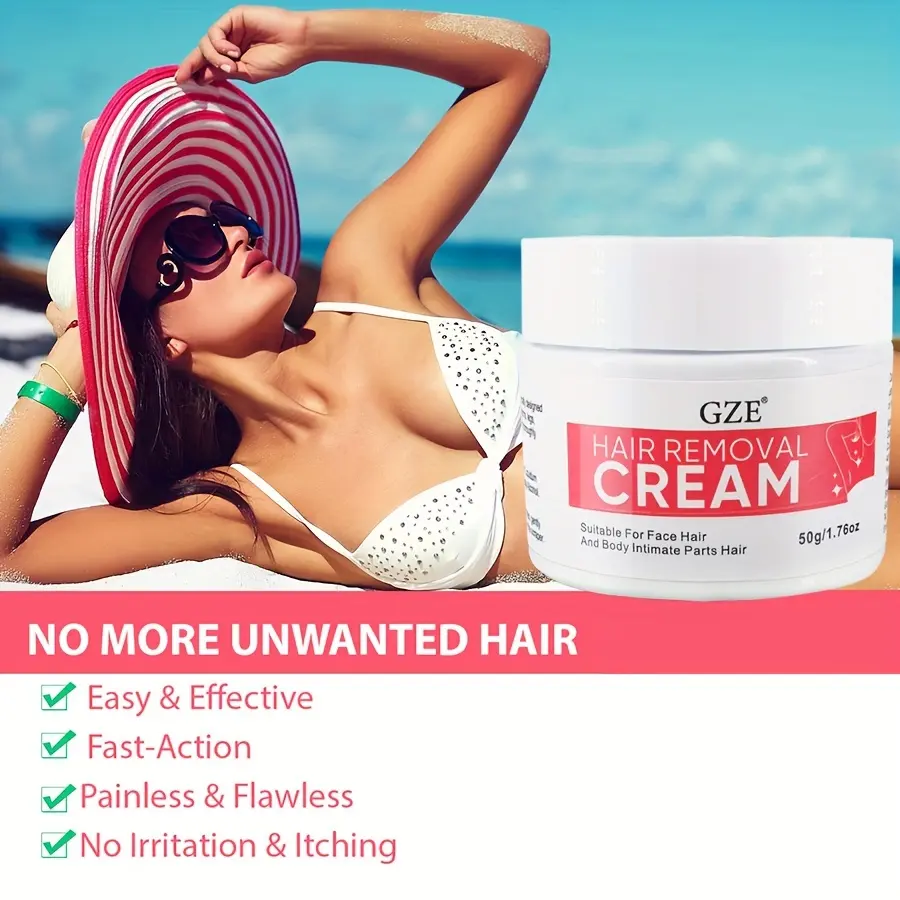 GZE Hair Remover for Women, Hair Removal Cream Sensitive, 1.76 Ounce, Intimate/Private Area depiladora Cream, Pubic, Bikini,